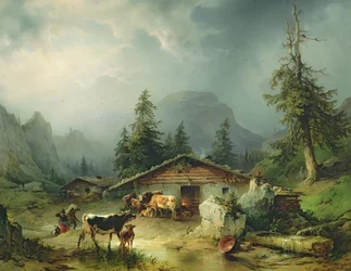 Chalet alpin par temps de pluie, 1850